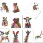 The Best Card Company 10 Mixed Animals Watercolor Greeting Cards Blank with Envelopes Just Because